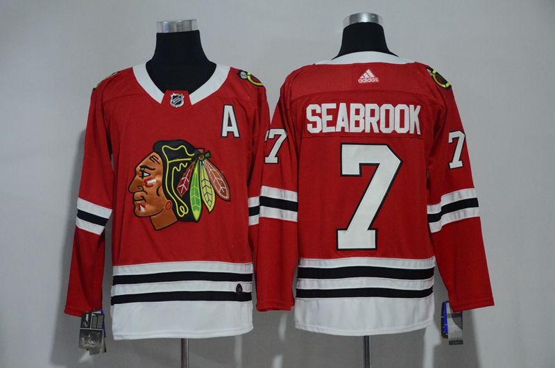 Men Chicago Blackhawks #7 Seabrook Red Hockey Stitched Adidas NHL Jerseys